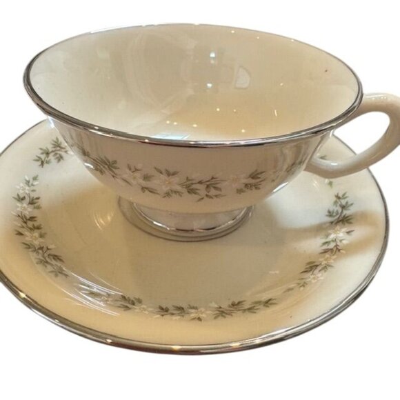 Lenox Brookdale China Set - Cup Saucer & Dinner Plate - Floral Design With Plati - Picture 13 of 13